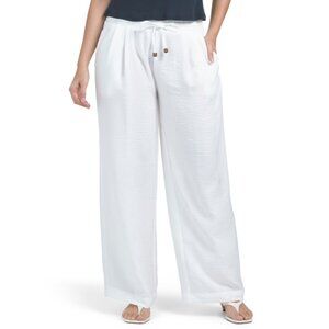 COUNTERPARTS Ivory Tie Front Pleated Wide Leg Pants